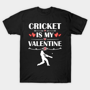 Cricket Is My Valentine T-Shirt Funny Humor Fans T-Shirt